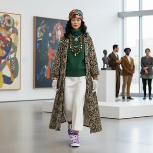 Vintage 80s Silk Tiger Print Kimono Robe Mob Wife Glam Pockets OS